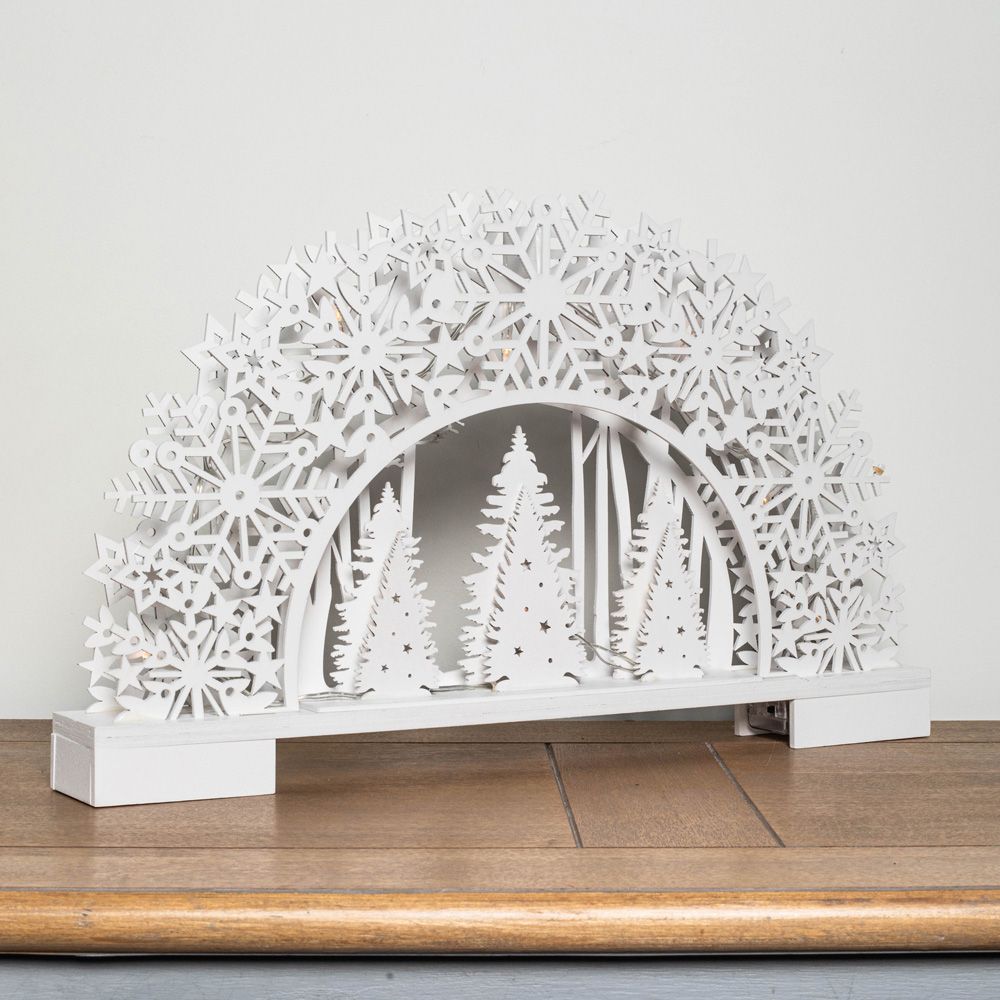 Samuel Alexander White Wooden Snowflake Arch and Trees LED Christmas Decoration 45cm Image 7