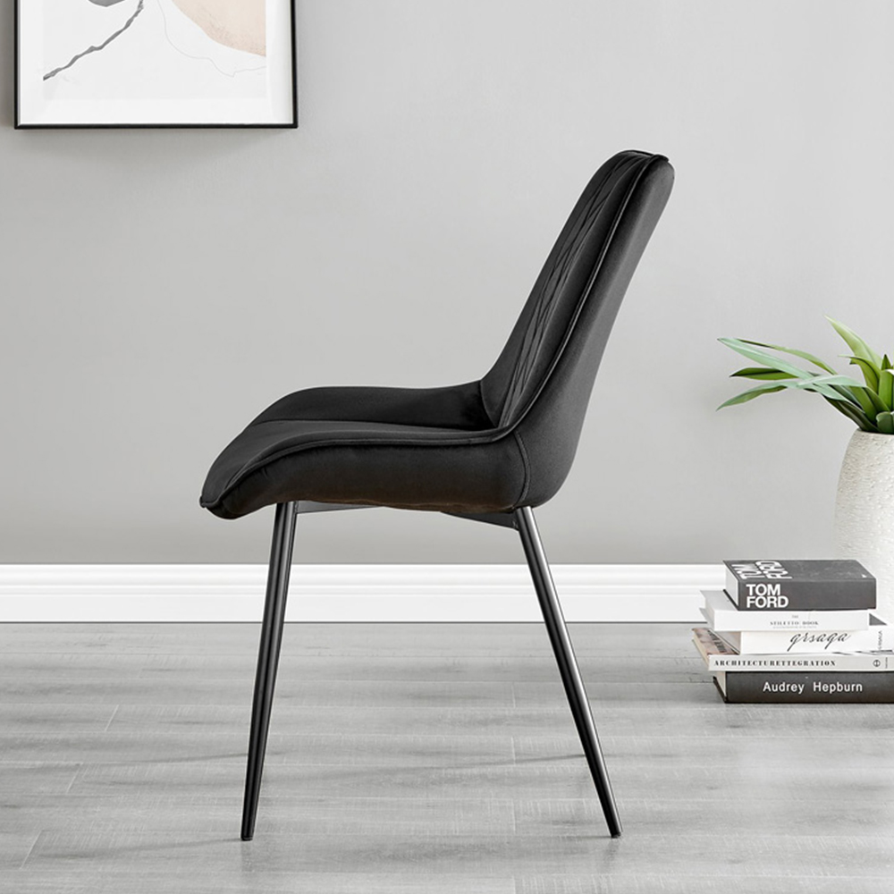 Furniturebox Arona Cesano Concrete Effect 6 Seater Round Dining Set Grey and Black Image 4