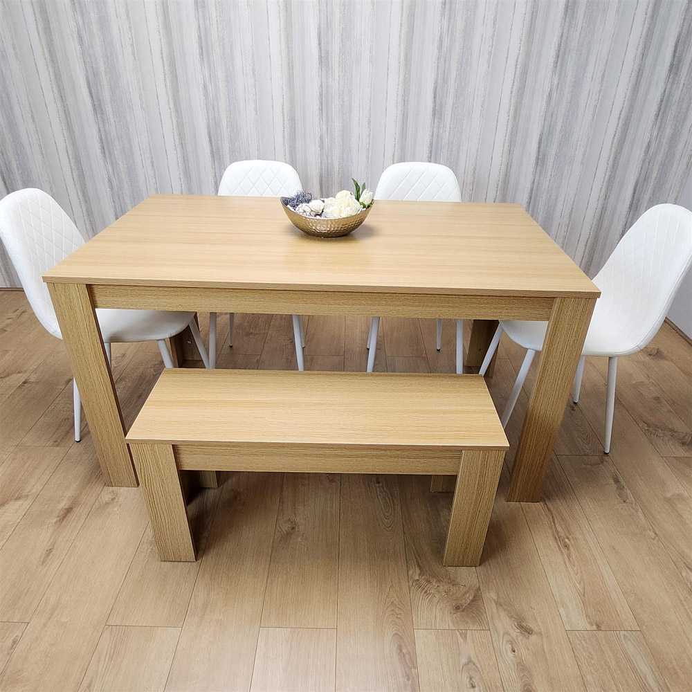 Portland 6 Seater Dining Set Oak Effect and White Image 2