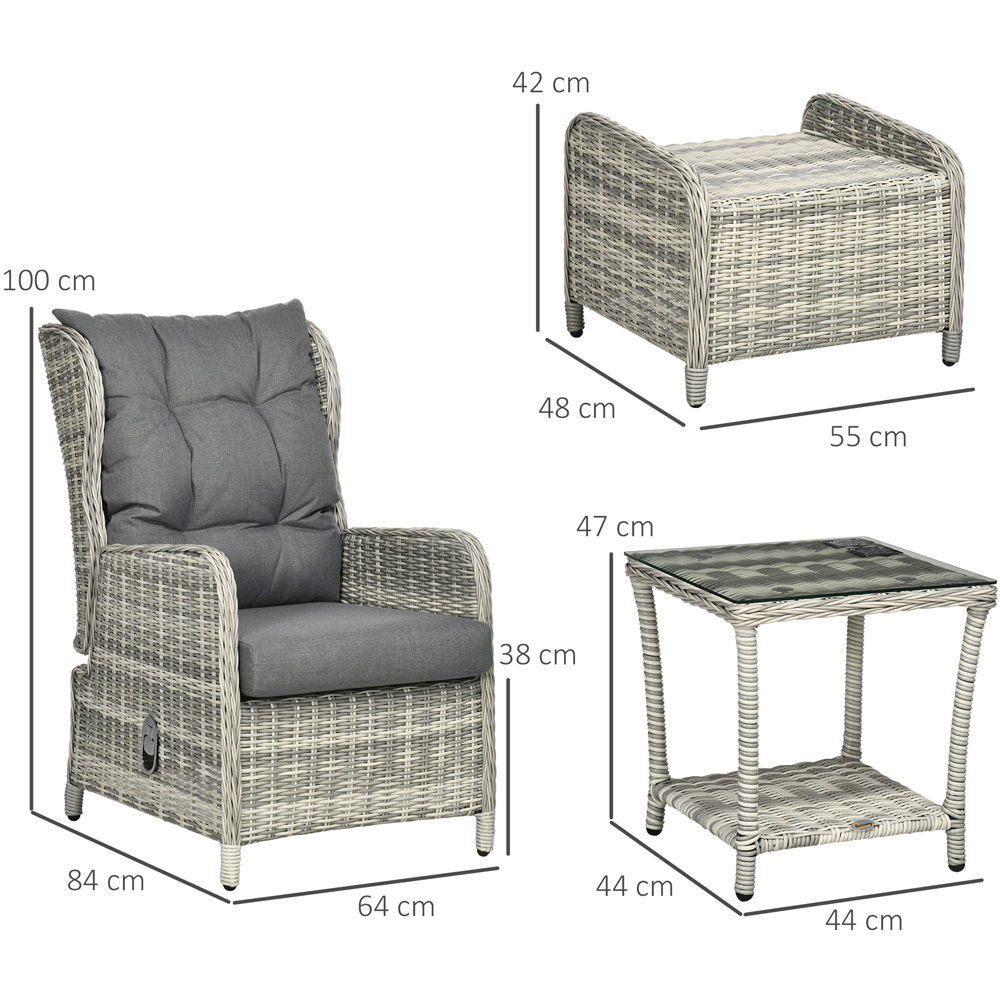 Outsunny 2 Seater Mixed Grey PE Rattan Sun Lounger Set Image 7