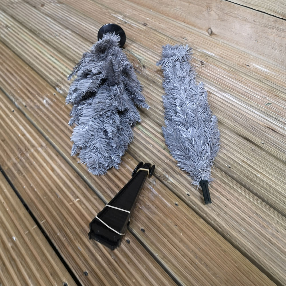Snowtime Grey Pine Wrapped Pencil Artificial Christmas Tree 4ft Image 3