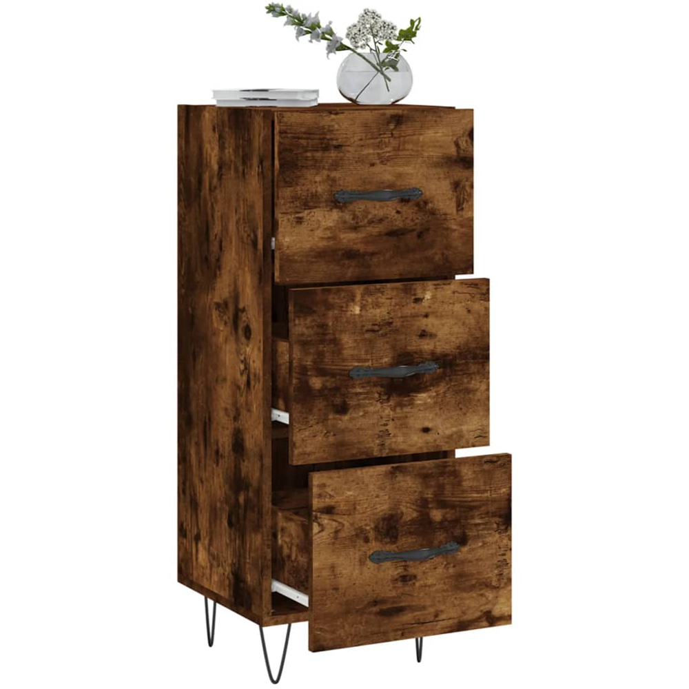 vidaXL 3 Drawer Smoked Oak Sideboard Image 4