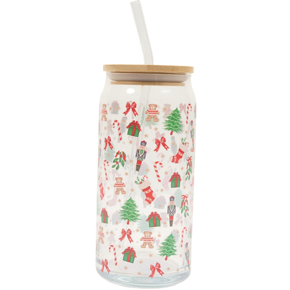 Christmas Glass Drinking Jar Image 2