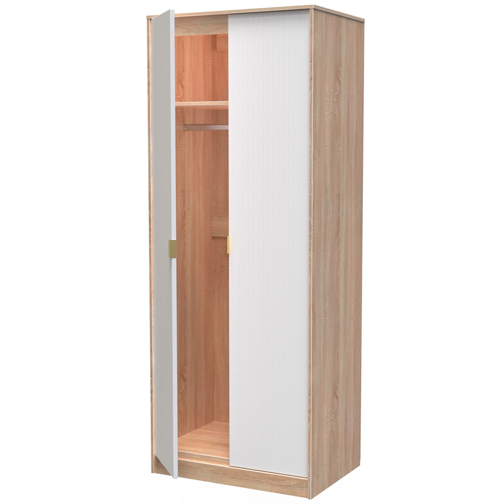 Crowndale 2 Door White Matt and Bardolino Oak Wardrobe Ready Assembled Image 4
