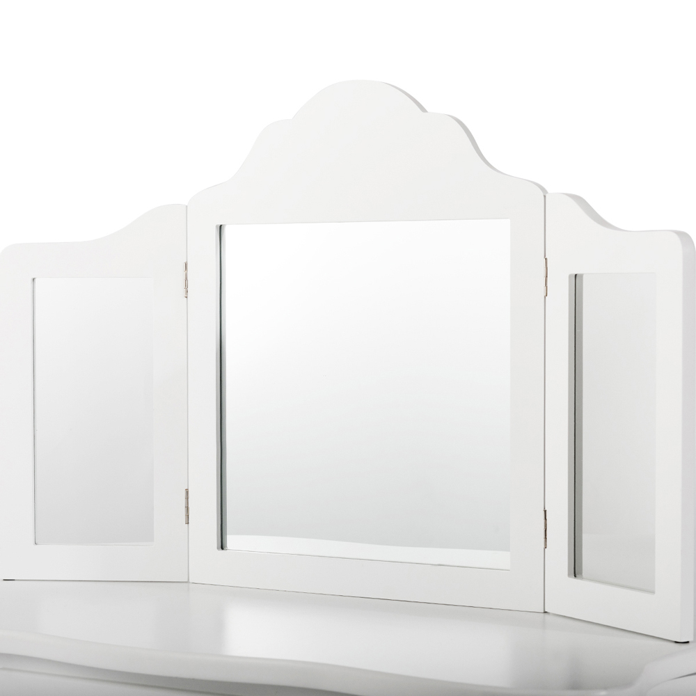 Costway Kids Single Drawer White Vanity Dressing Table Set with Mirror Image 4