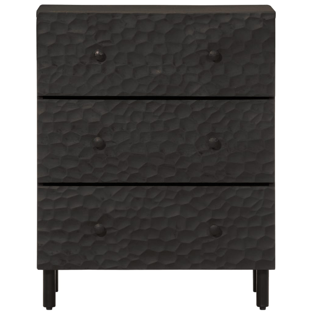 vidaXL 3 Drawer Black Solid Mango Wood Side Cabinet Image 4