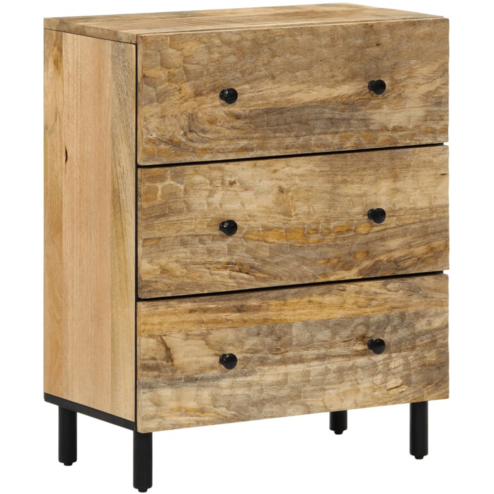 vidaXL 3 Drawer Solid Mango Wood Side Cabinet Image 2