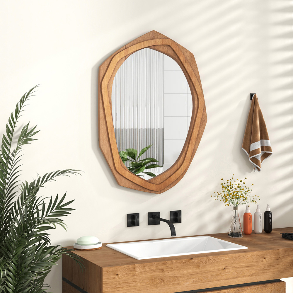 Costway Natural Irregular Wall Mirror 89 x 66cm Image 4