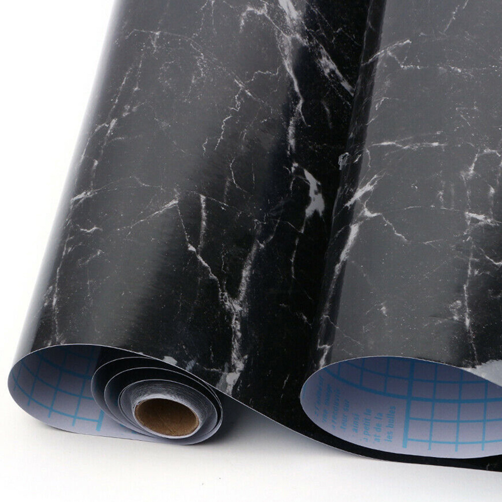 Living and Home Marble Black Waterproof Oilproof Self-Adhesive Countertop Wallpaper Image 5
