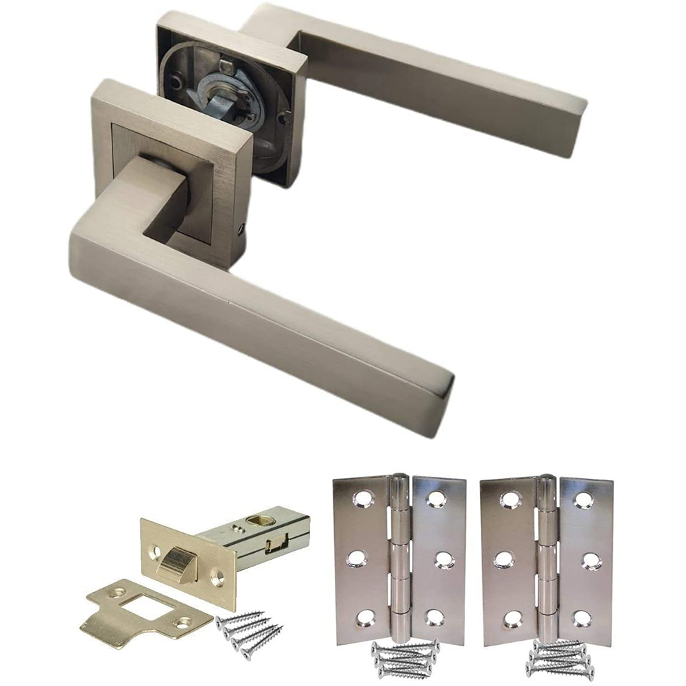 Golden Grace Satin Stainless Steel Delta Door Handle Set Image 2