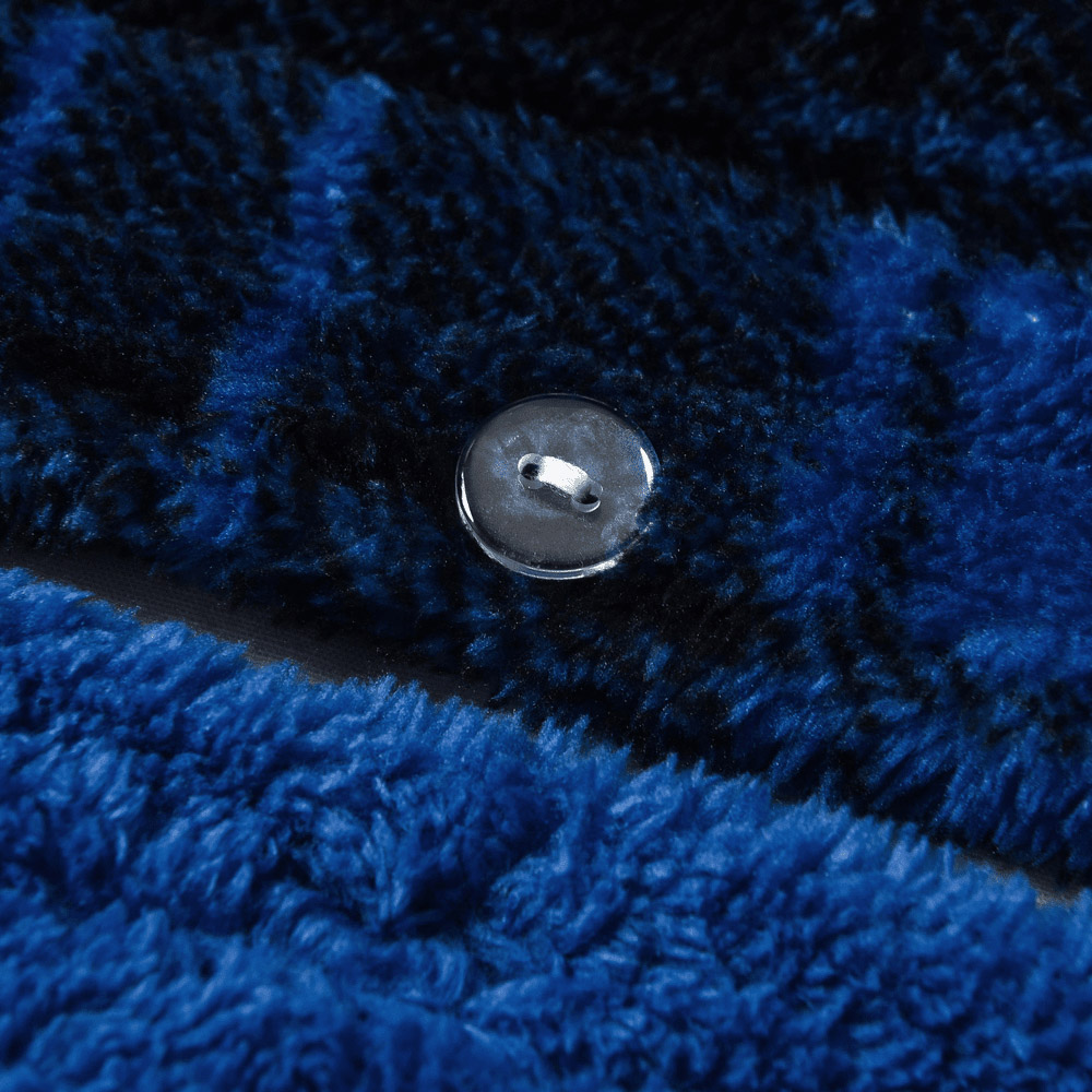 Velosso Super King Size Blue Check Teddy Fleece Duvet Set Image 3