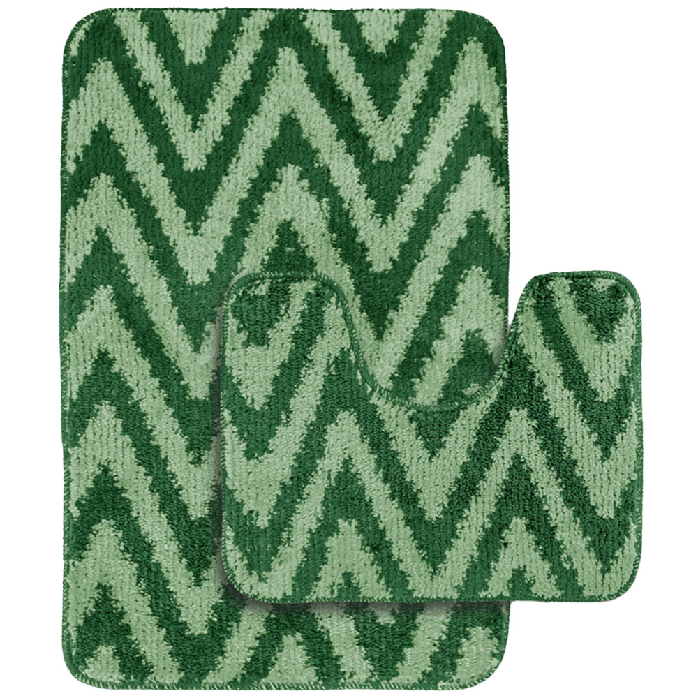 Velosso Chevron Stripe Emerald Bath Mat Set Image 1