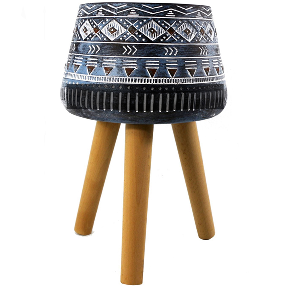 Leaf Blue Composite Planter with Stand 28cm Image 1