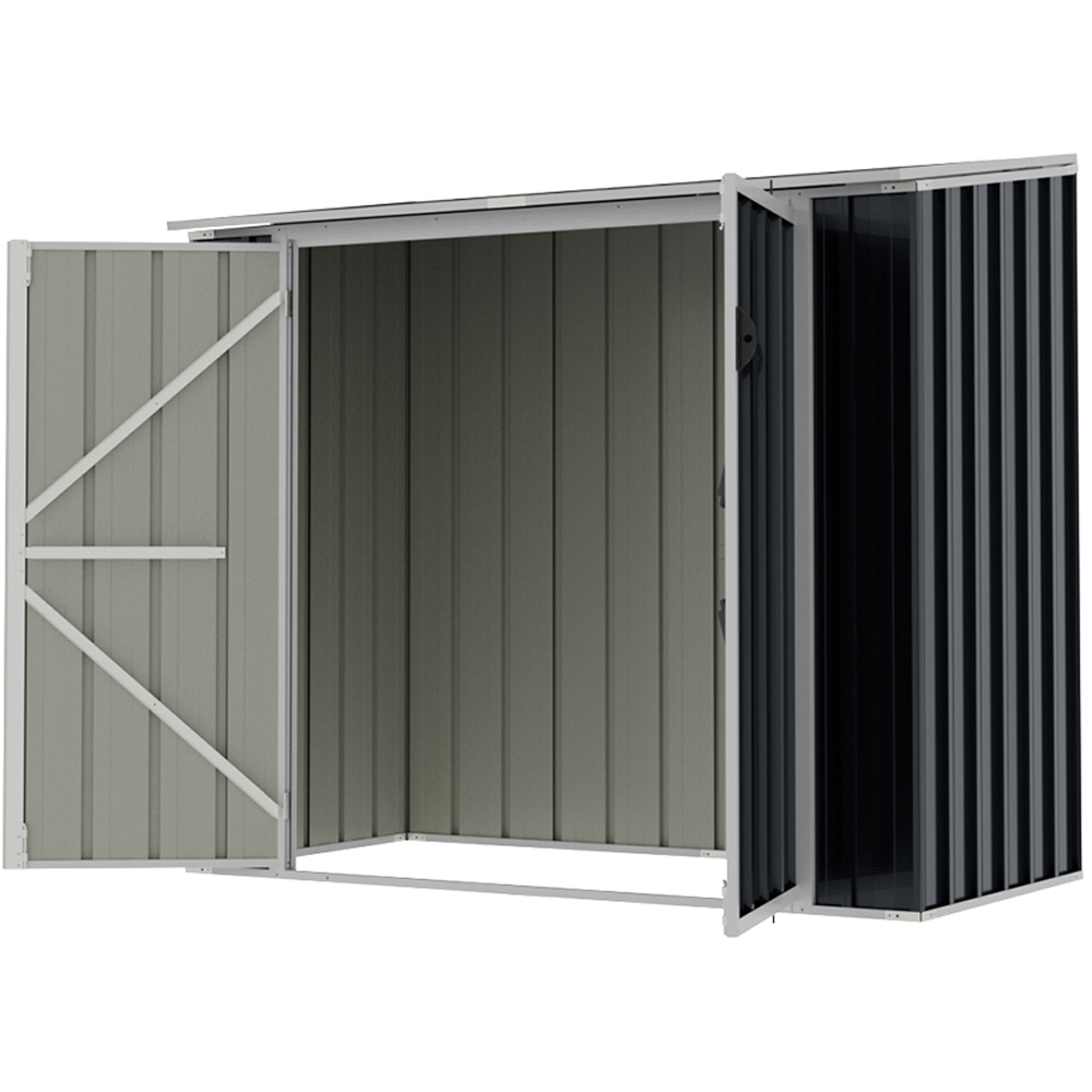 Living and Home 5 x 3ft Anthracite and White Double Wheelie Outdoor Storage Shed Image 5