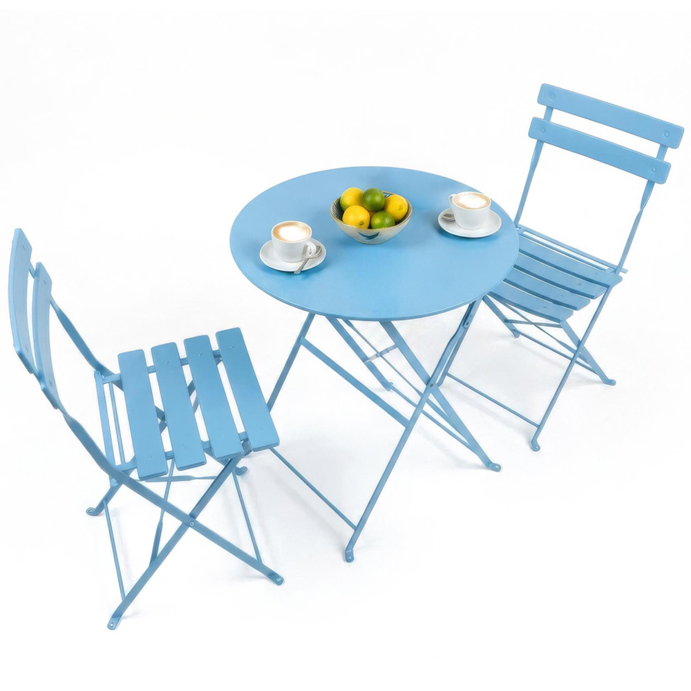 Harbour Housewares Sussex 2 Seater Cornflower Blue Round Bistro Set Image 2