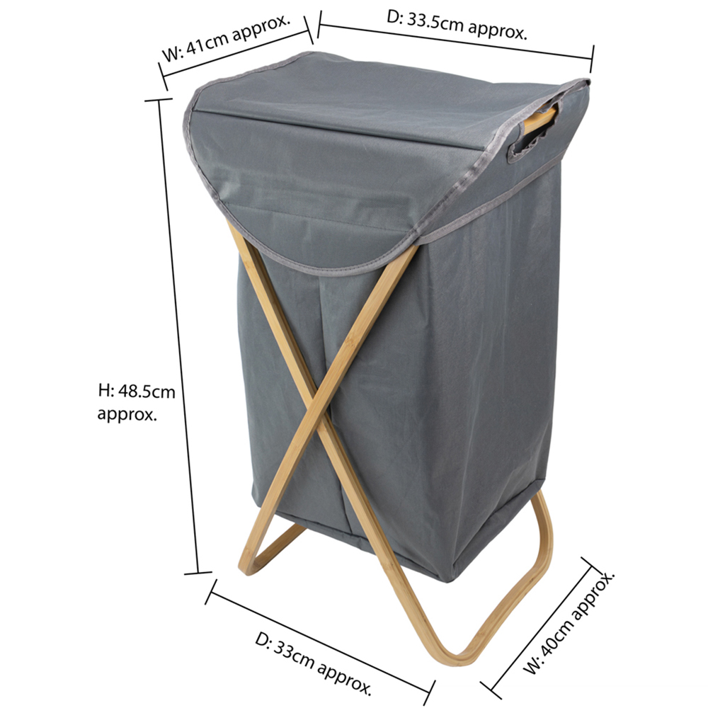 JVL Bambanio Grey Bamboo Foldable Laundry Hamper 100L Image 9
