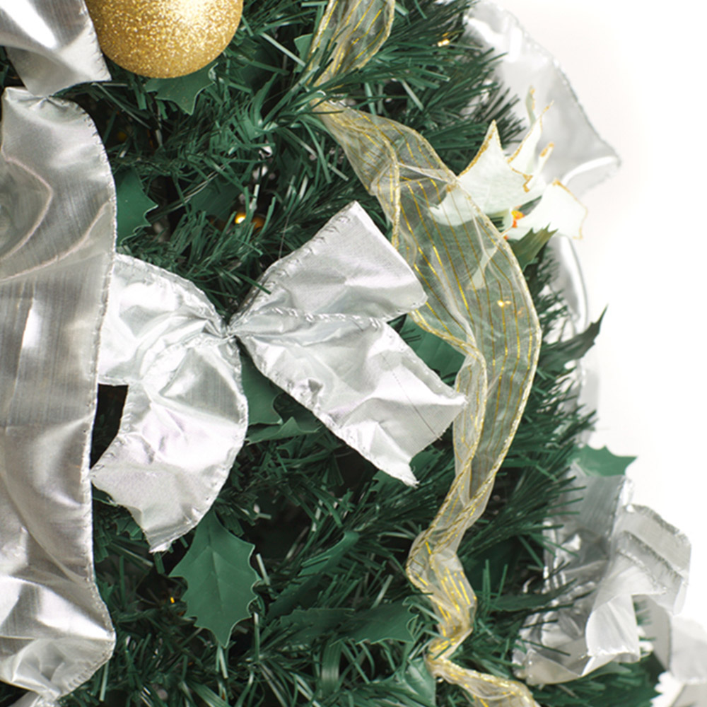 Best Artificial Pre Lit Warm White LED White and Gold Pop Up Artificial Christmas Tree 6ft Image 5