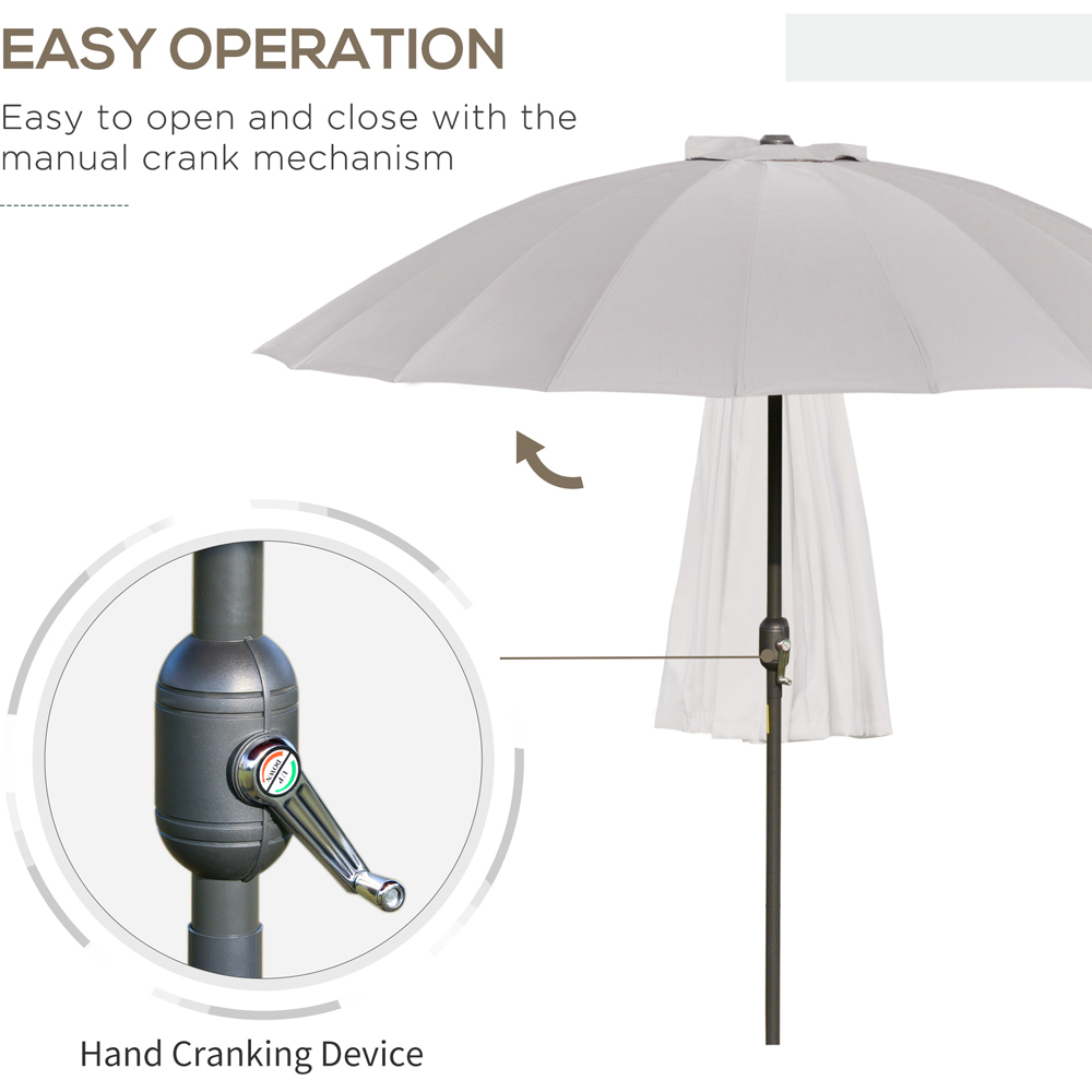 Outsunny Light Grey Crank and Tilt Umbrella Parasol 2.5m Image 4