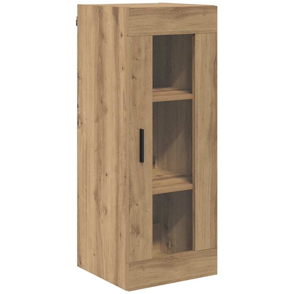 vidaXL Single Glass Door 3 Drawer Artisan Oak Slim Sideboard with Metal Legs Image 6