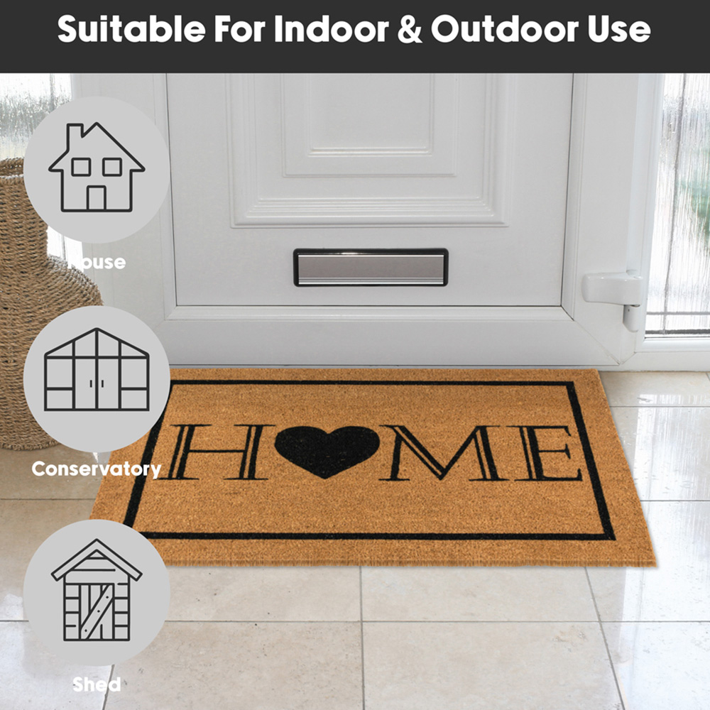 JVL Heart Home Welcome Coir Latex Backed Door Mat 60 x 90cm Image 8