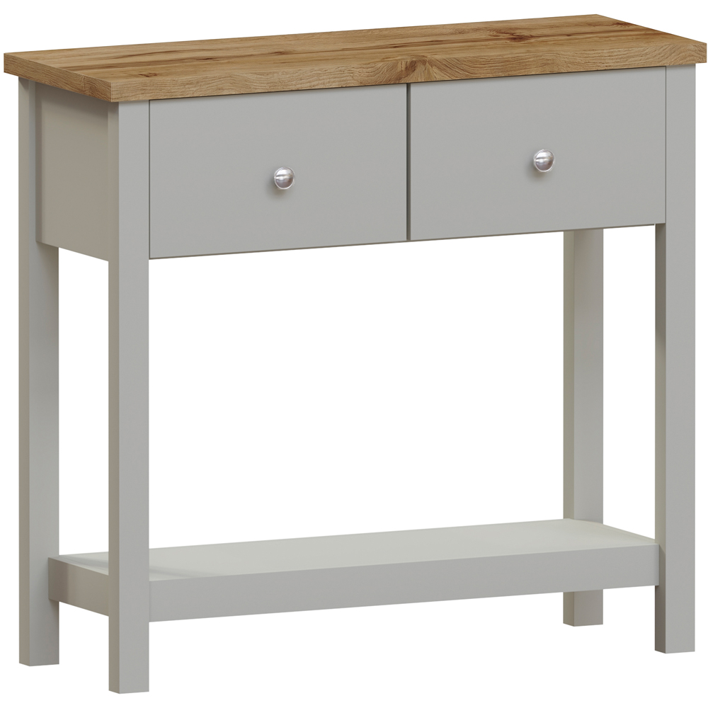 VIDA DESIGNS Arlington 2 Drawer Grey and Oak Console Table Image 2