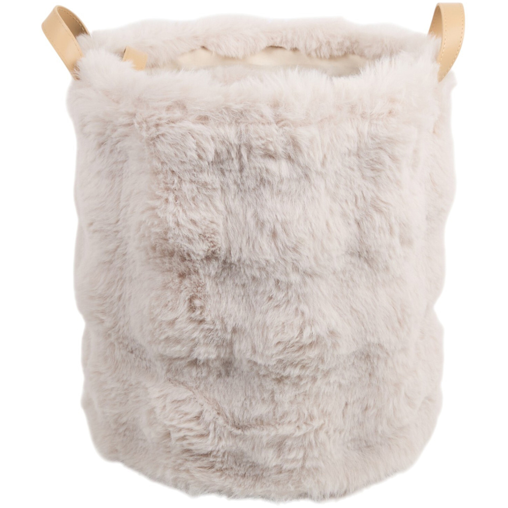 Pack of 2 Faux Fur Baskets White Image 2