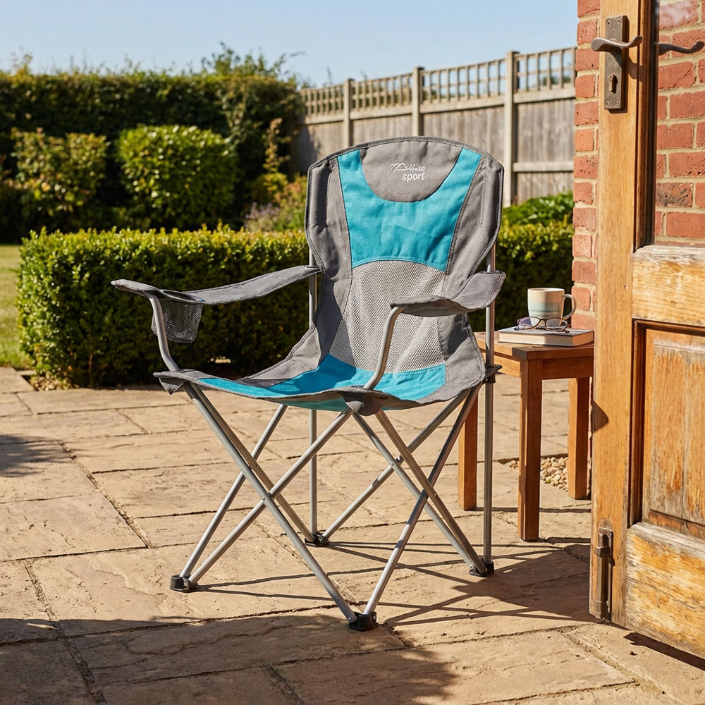 Active Sport Blue and Grey Deluxe Camping Chair Image 6