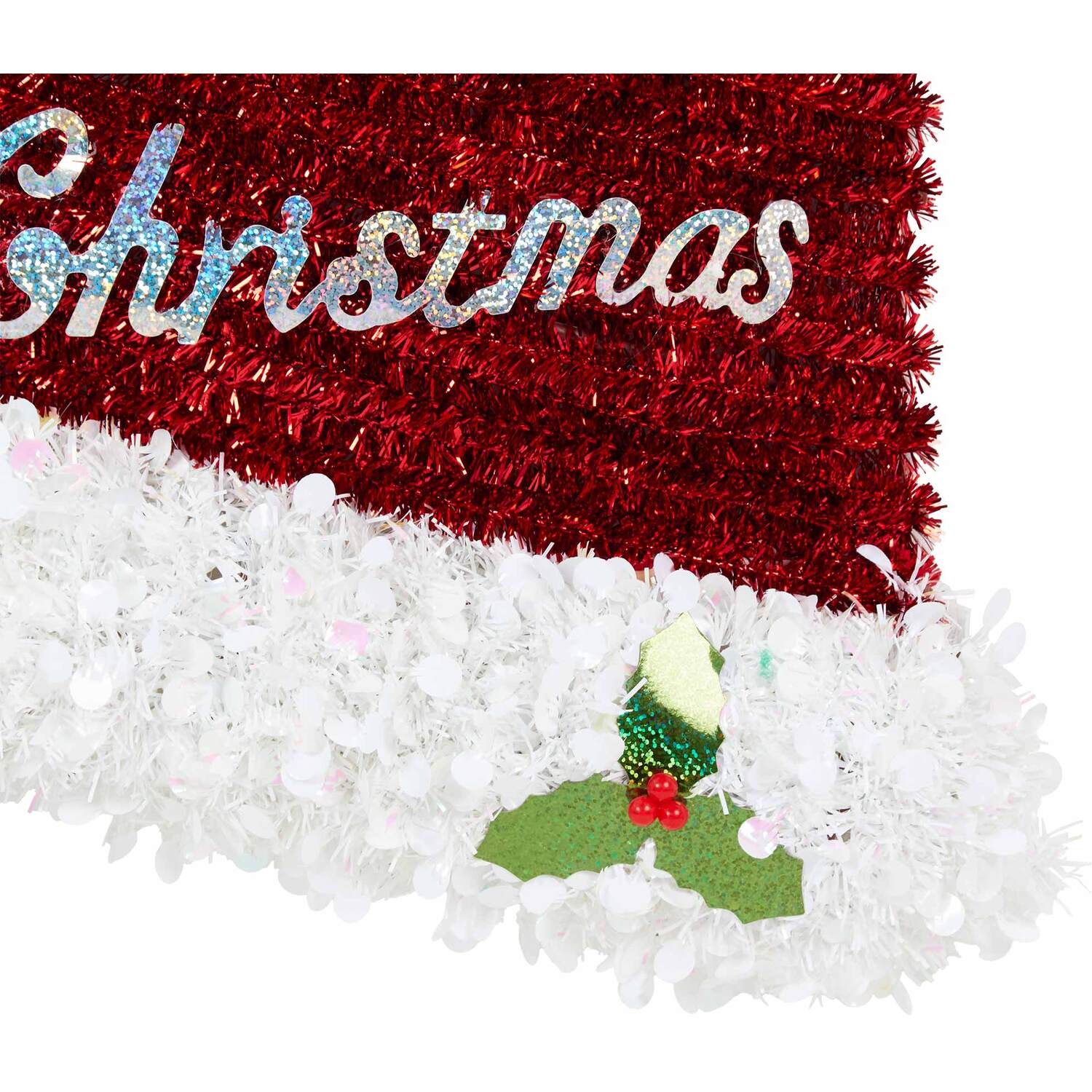 Merry Christmas Tinsel Hat - Red Image 2