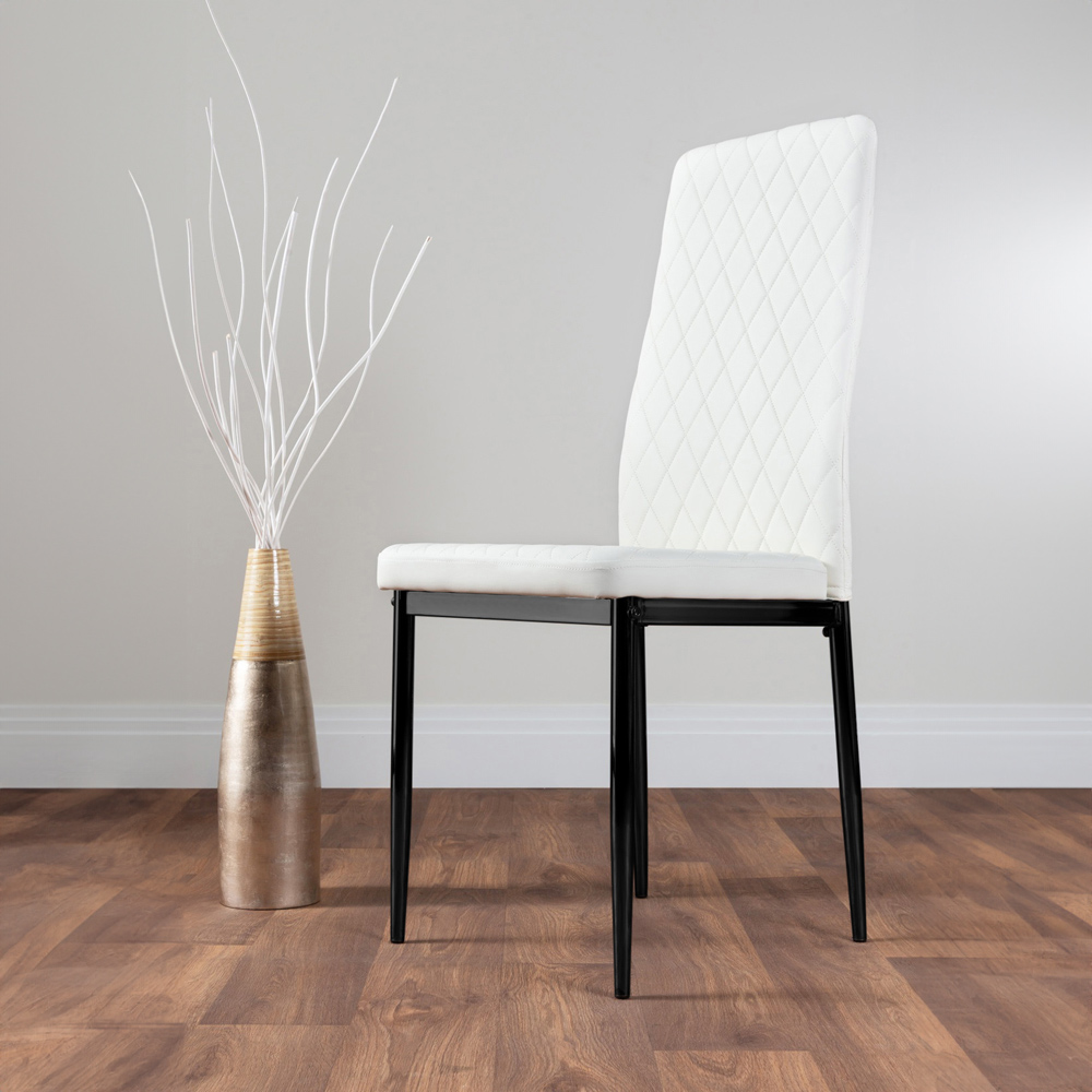 Furniturebox Valera Set of 4 White and Black Faux Leather Dining Chair Image 5