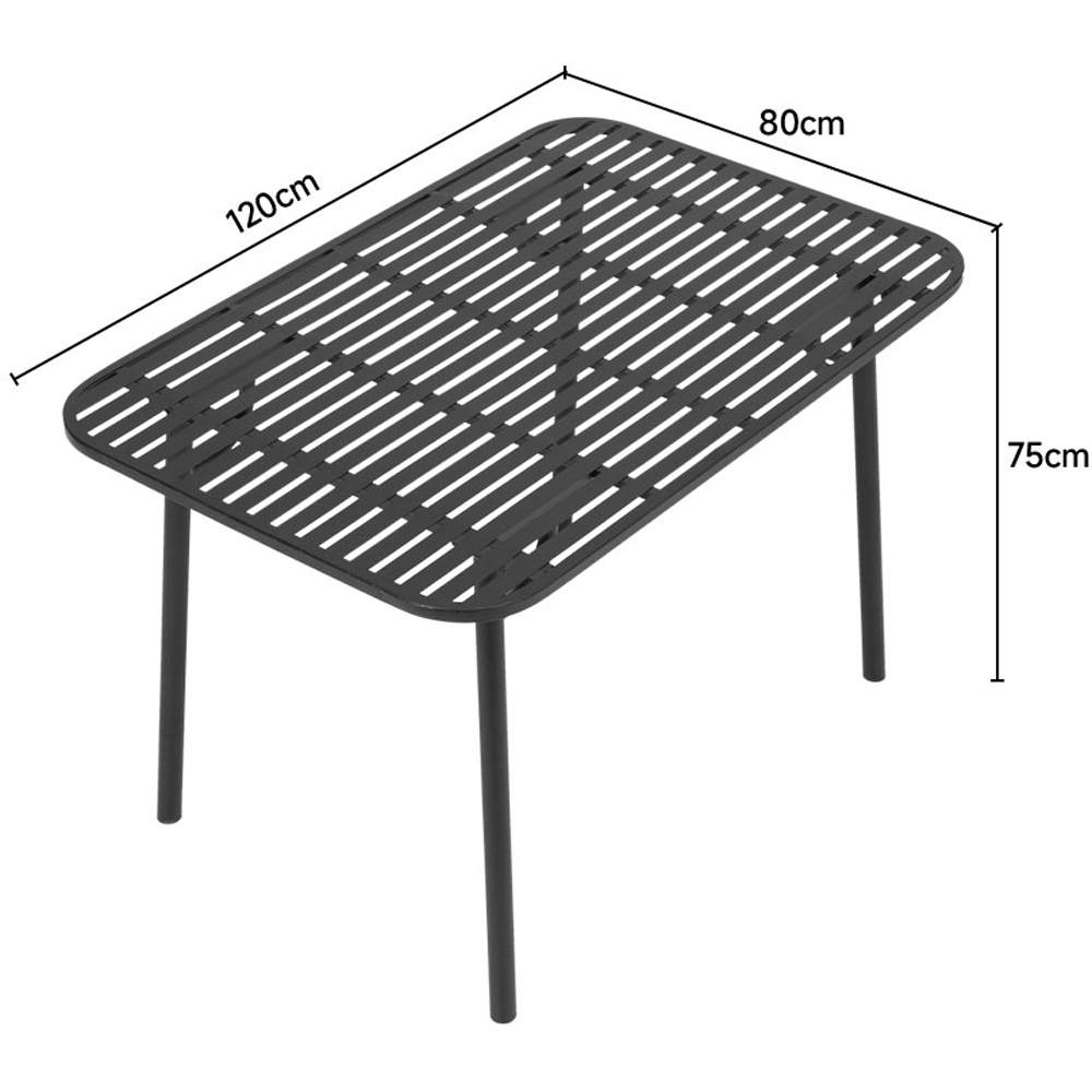 Living and Home Black Rectangular Outdoor Garden Metal Table Image 9