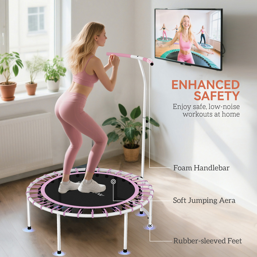 SPORTNOW 3.3ft Purple Fitness Trampoline with Adjustable Handle Image 6