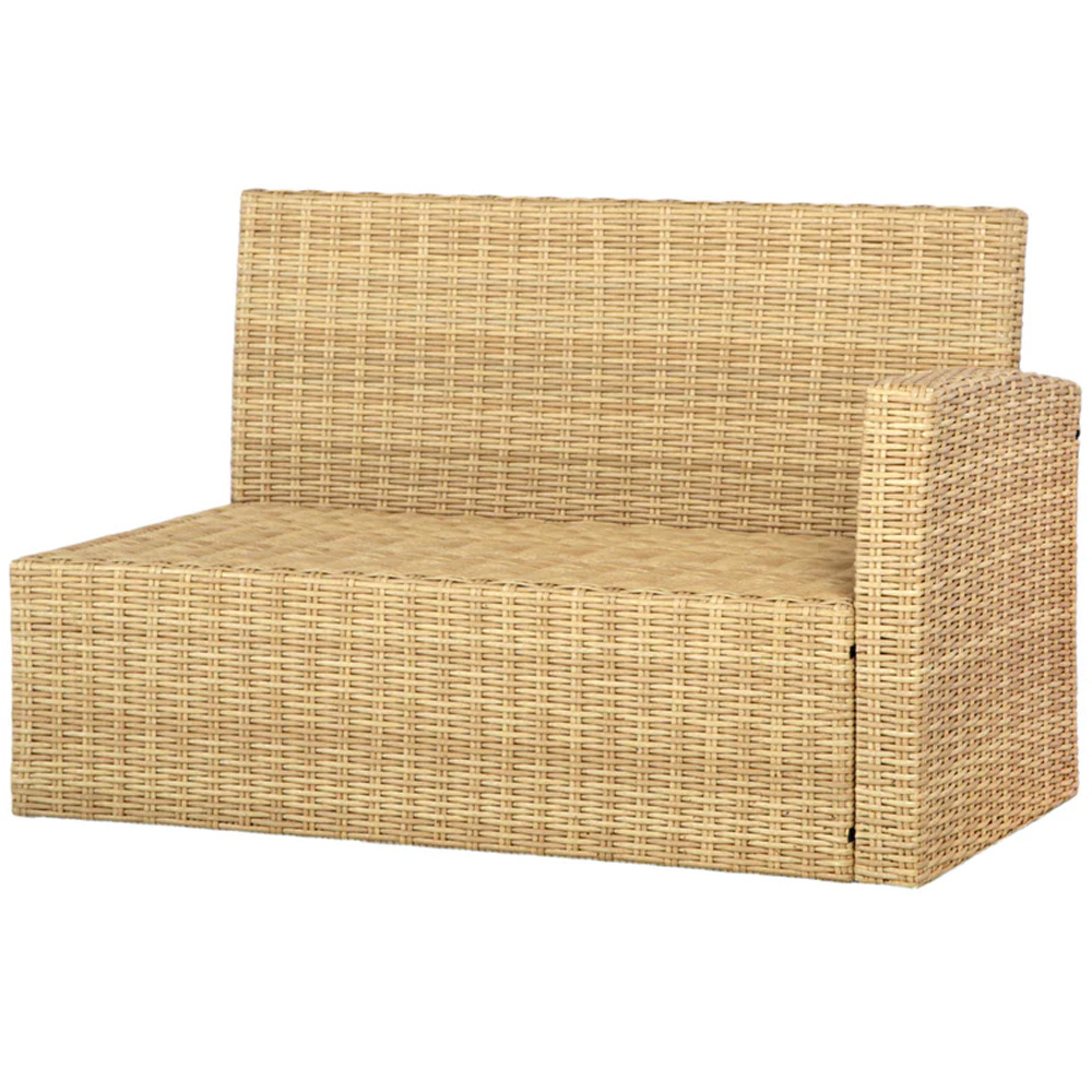 HGD St. Tropez 6 Seater Natural and White Garden Corner Sofa with Rising Table Image 8