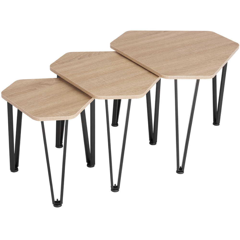 tectake Torquay Oak Sonoma Nesting Coffee Table Set of 3 Image 2