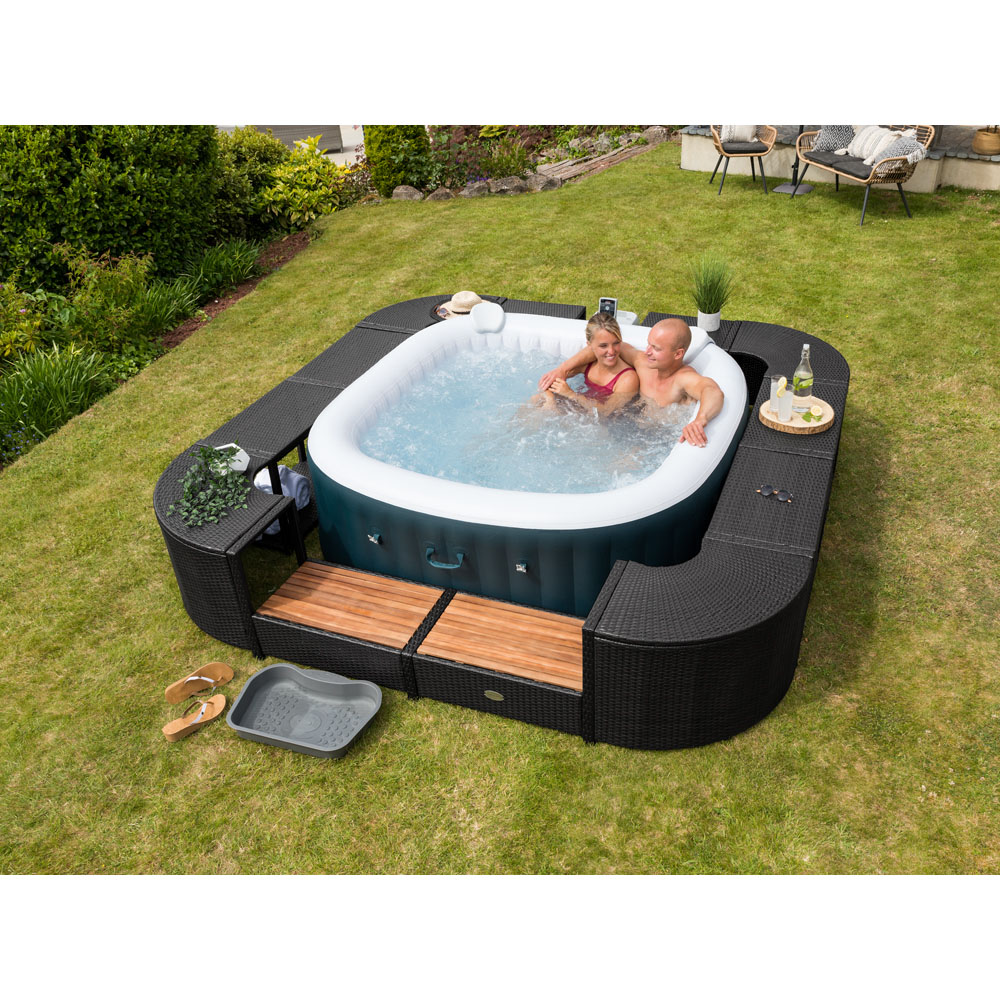 Lay-Z-Spa 2 Door 2 Shelf Black Square Rattan Spa Surround 188cm Image 2