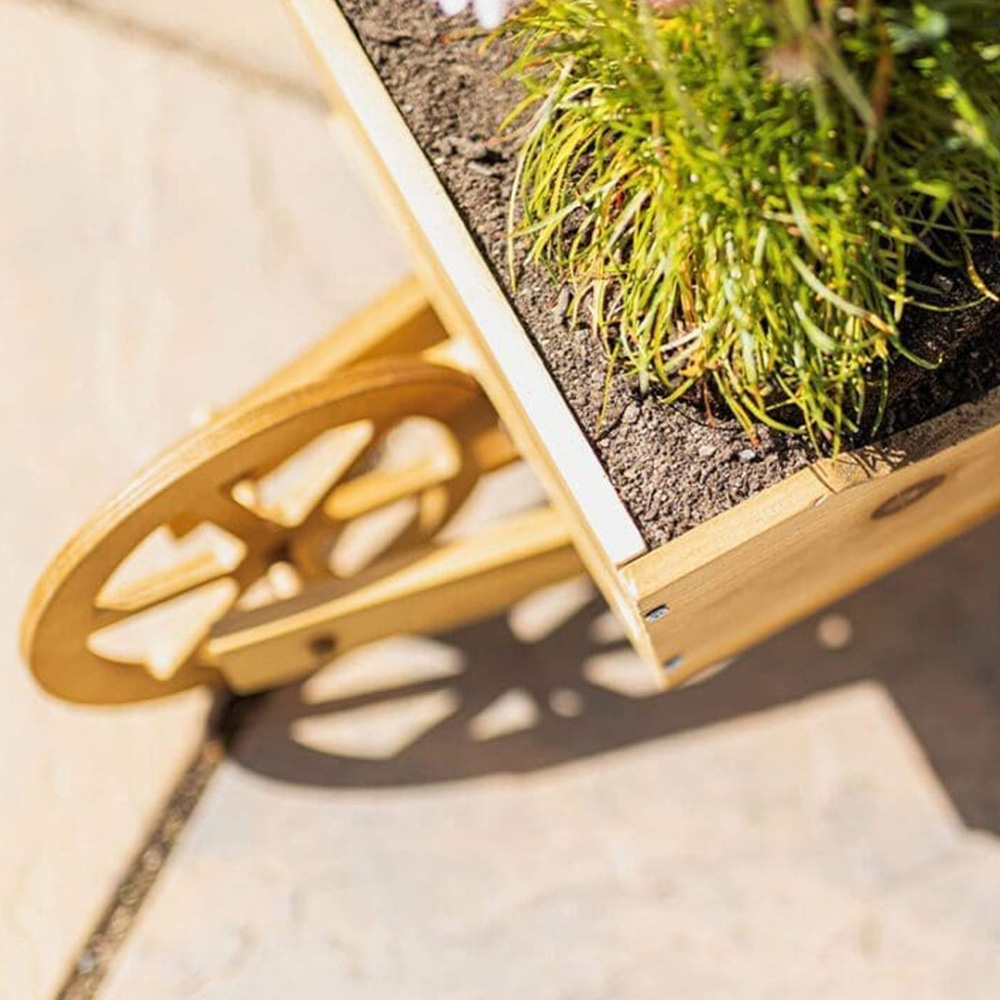 Marco Paul Wooden Wheelbarrow Planter Image 3