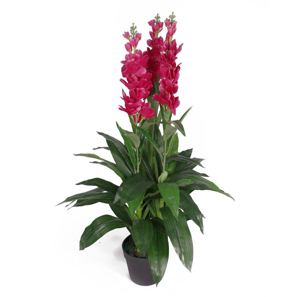 Leaf White Cymbidium Orchid Artificial Tree Pot 3.2ft Image 2