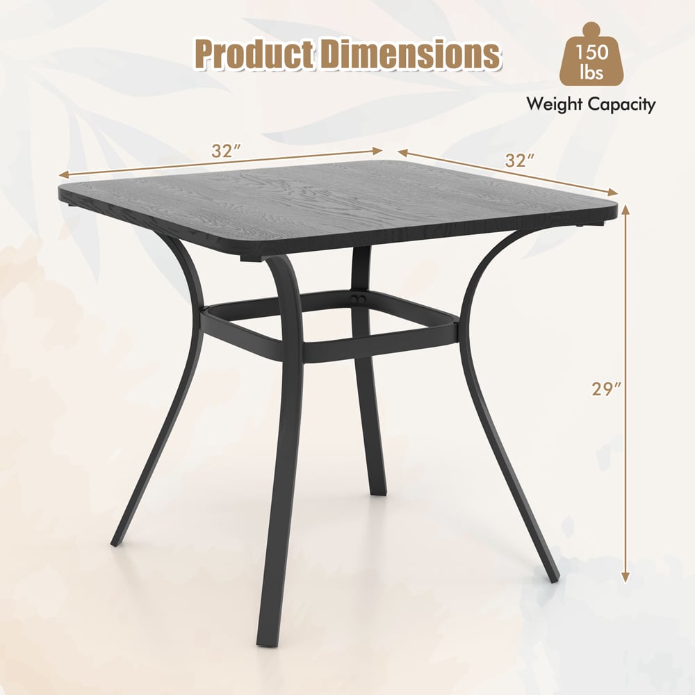 Costway 4 Seater Garden Dining Table Grey Image 9