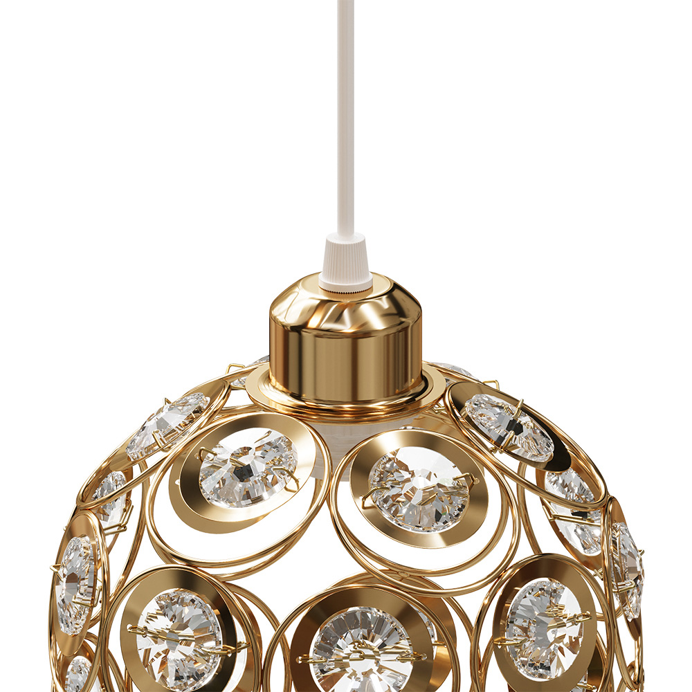 Living and Home Gold Iron Clear Glass Pieces Shade E27 Pendant Light Image 5