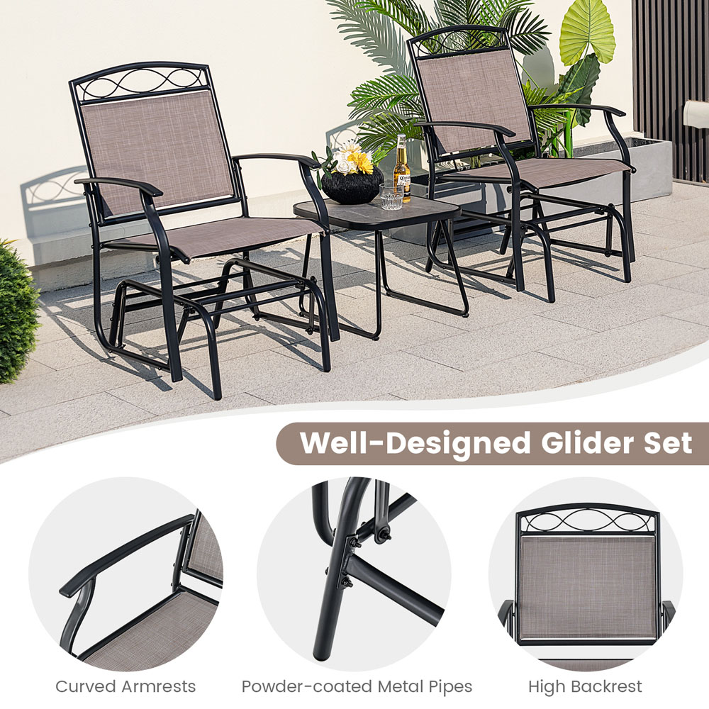 Costway 2 Seater Glider Bistro Set Brown Image 6