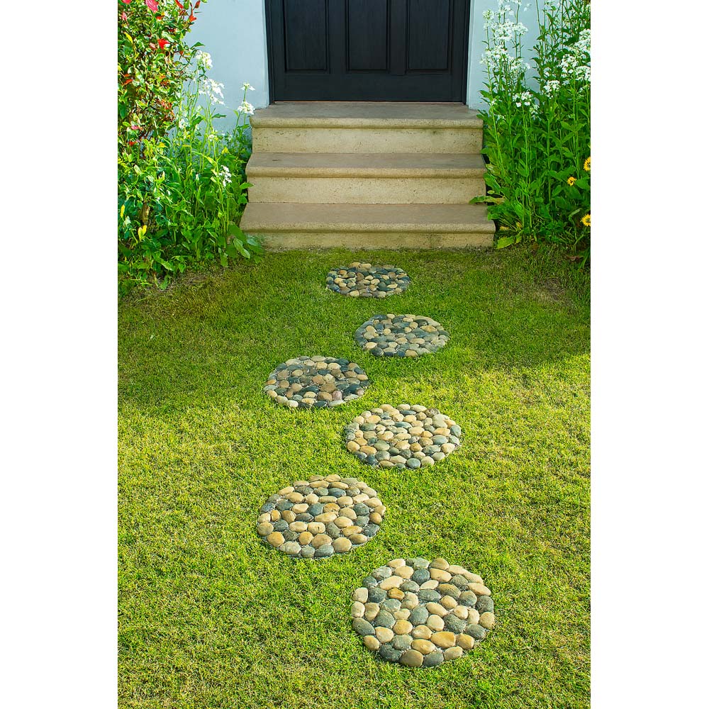 Avilo River Rock Round Stepping Stone Set of 2 Image 5