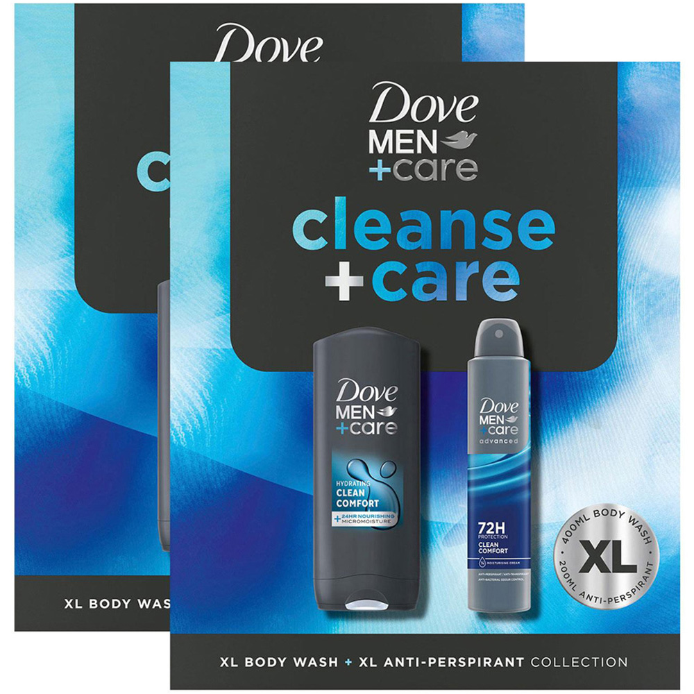 Dove Men+Care Cleanse and Care Bodywash and Bodyspray XL Duo Gift Set 2 Pack Image 1