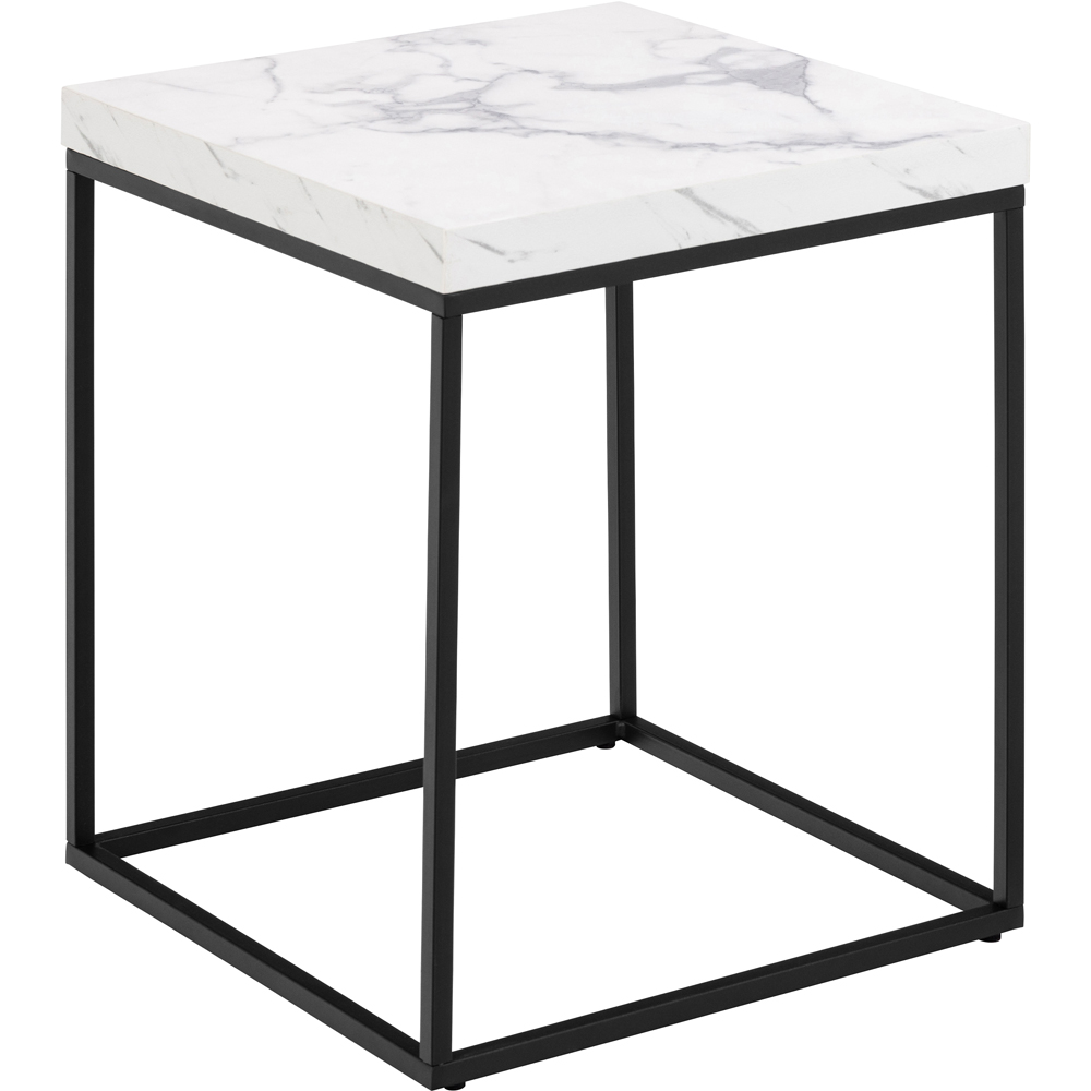 Florence Barossa White Marble Carrara Top Square Side Table Image 2