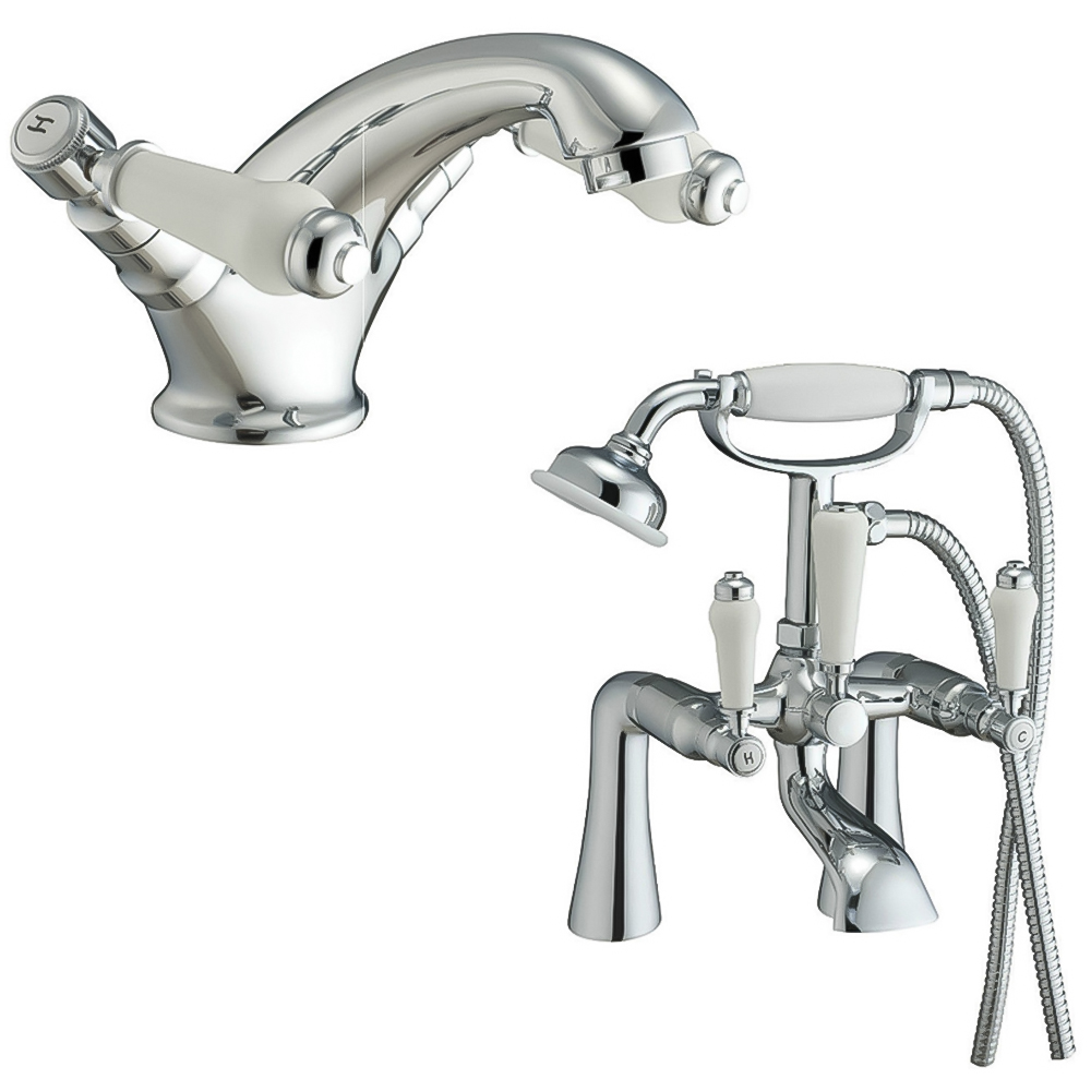 Nes Home Regalia Traditional Chrome Bath Filler Shower Mixer with Monobloc Tap Image 1