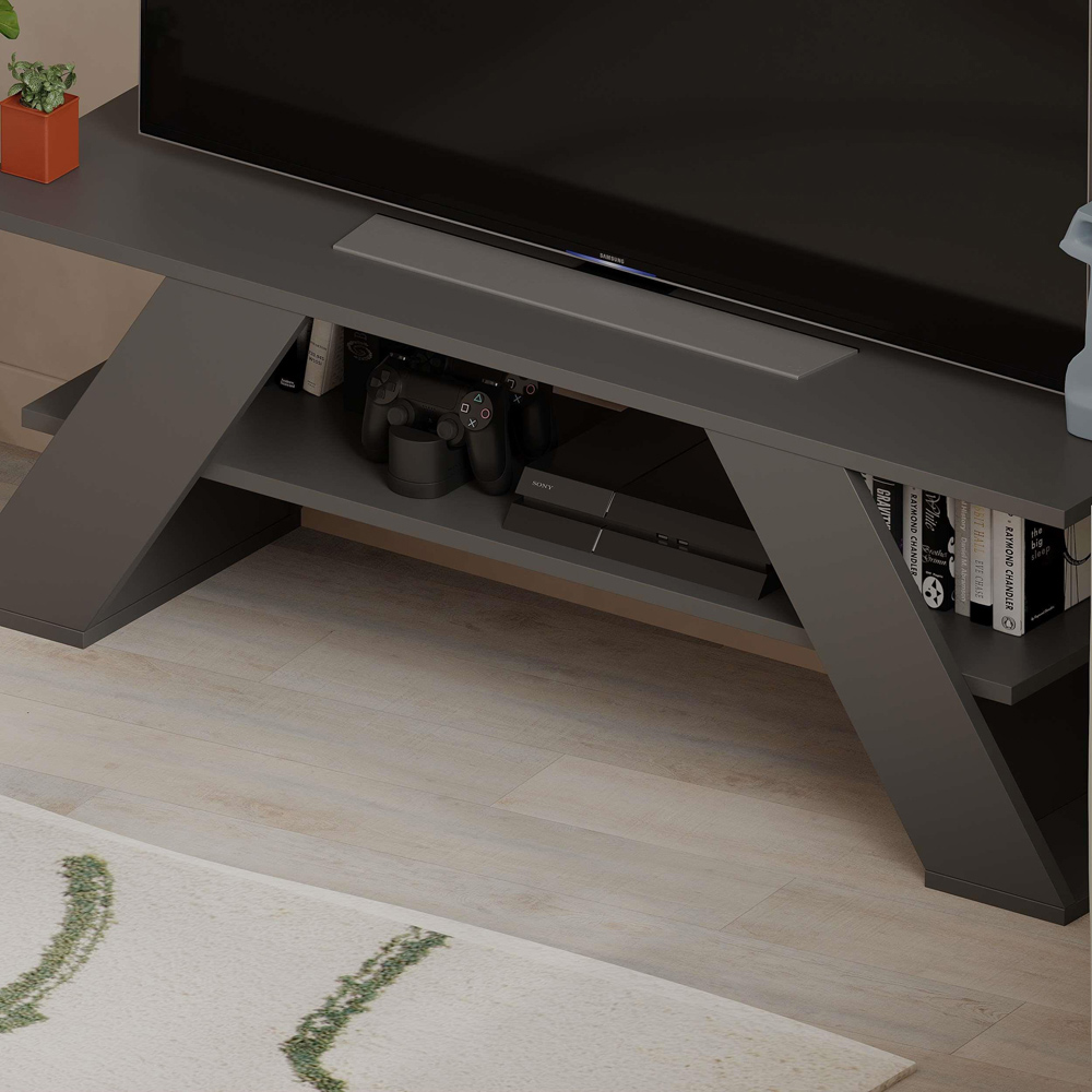 Decortie Farfalla Single Shelf Anthracite Modern TV Unit Image 6