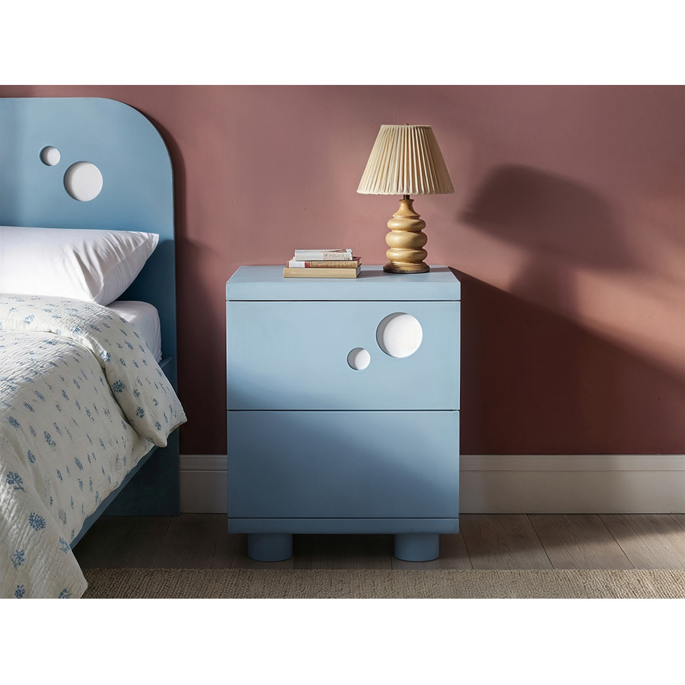 Flair Livana 2 Drawer Blue Bedside Table Image 5