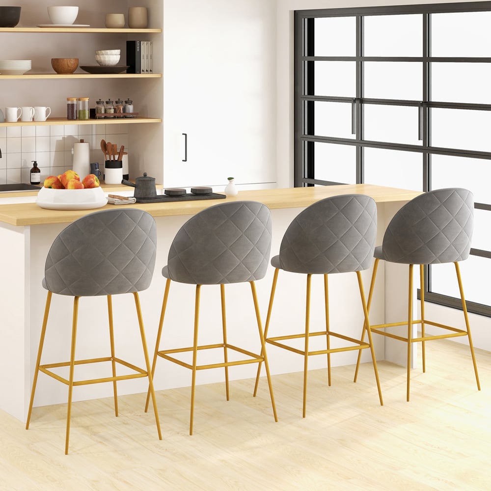Costway Grey Bar Stool Set of 2 Image 4