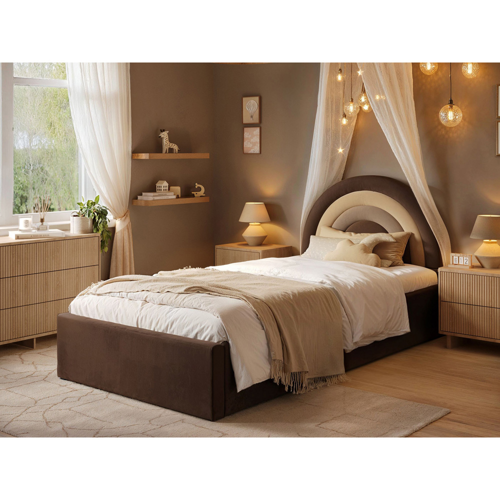 Flair Ava Single Brown Velvet Lift-Up Ottoman Bed Image 7