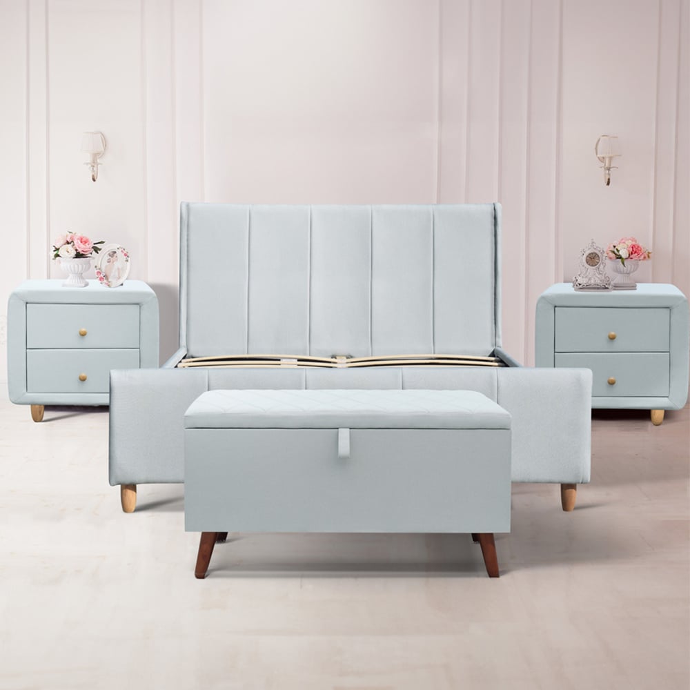 Brooklyn Blue Linen 4 Piece Bedroom Furniture Set Image 1