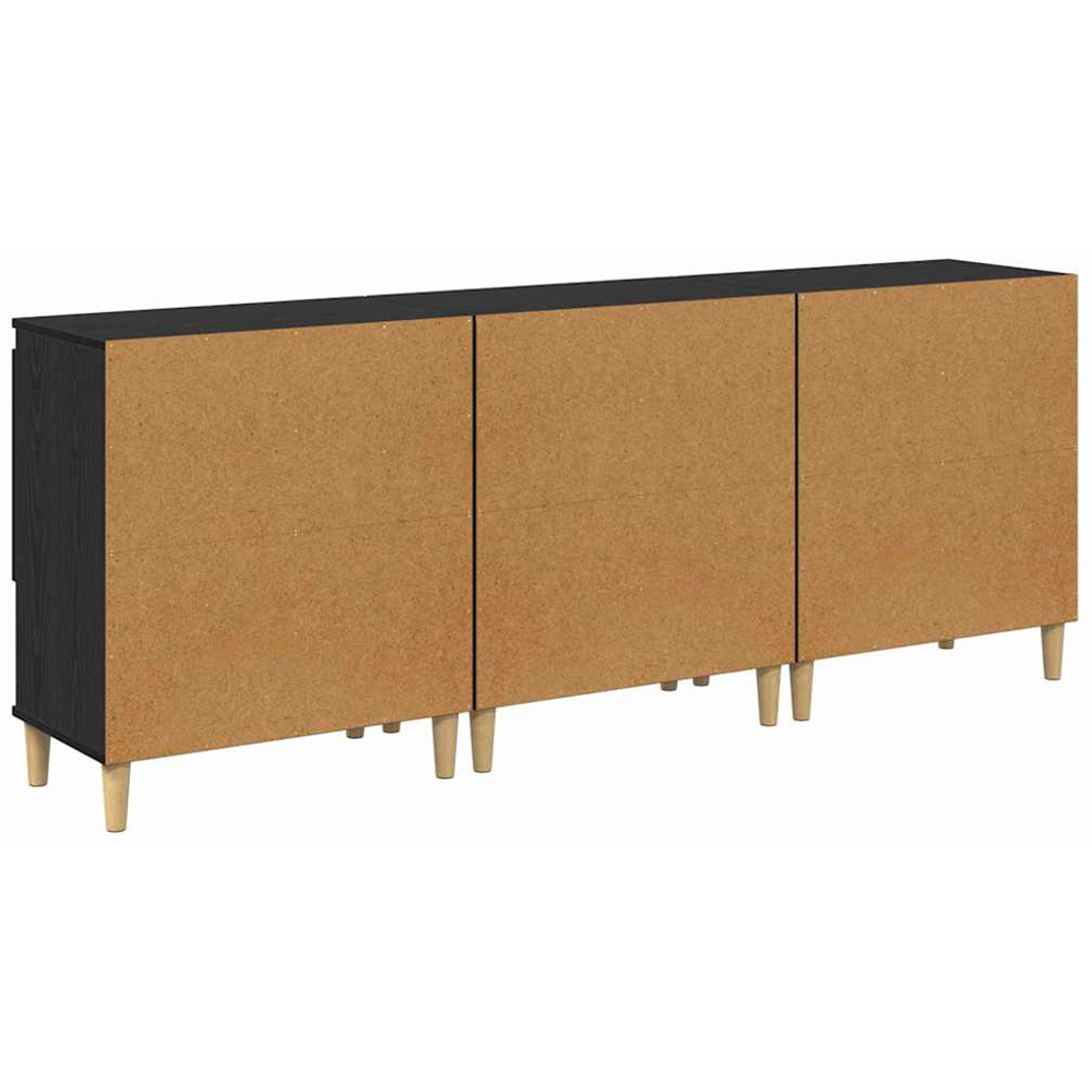 vidaXL 2 Door 2 Shelf Black Oak Compact Sideboard Set of 3 Image 7