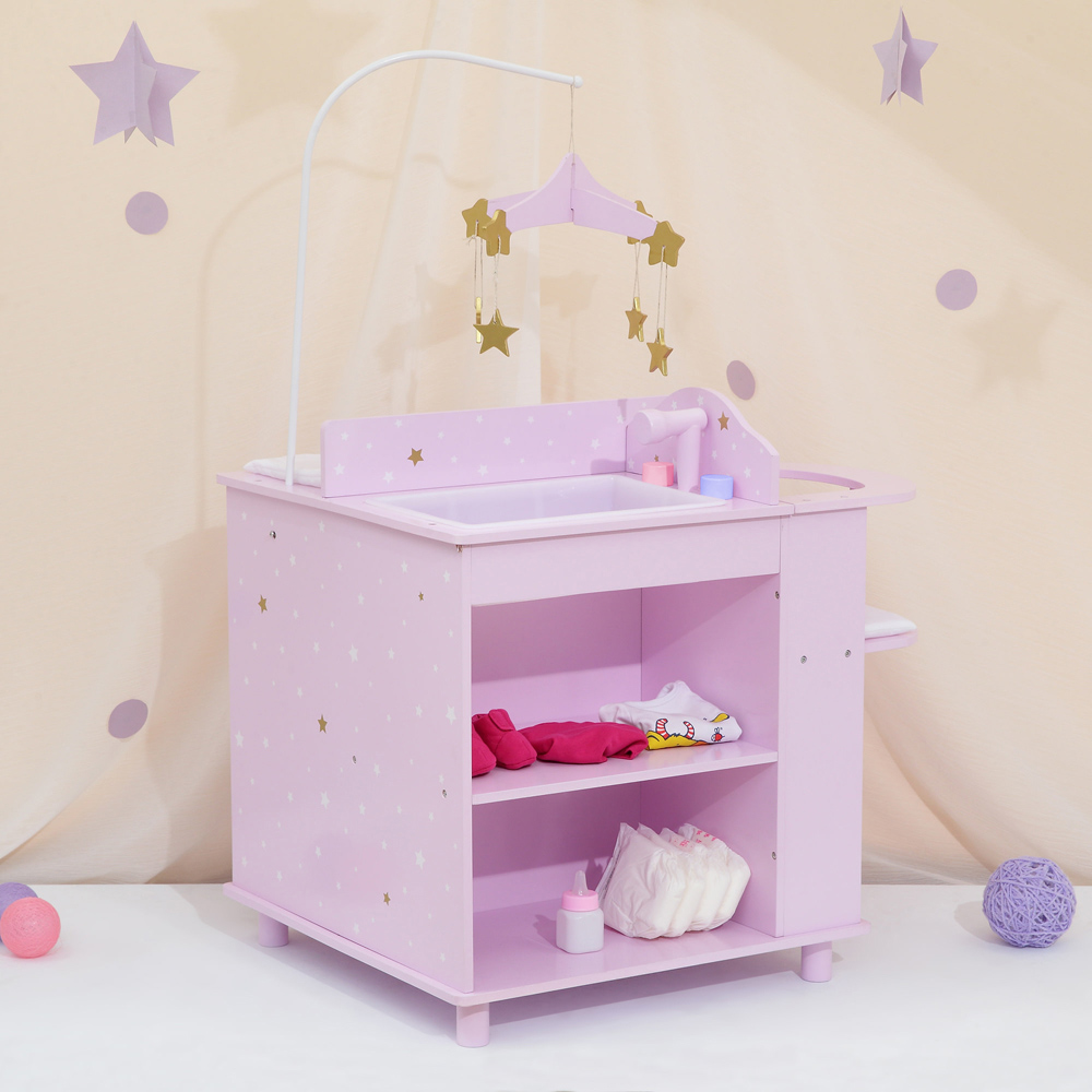 Teamson Kids Olivia's Little World Twinkle Stars Princess Baby Doll Changing Station with Storage Image 5